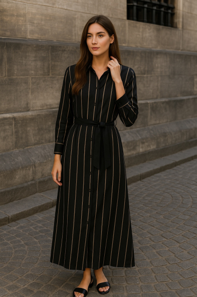 ROBE LONGUE À RAYURES