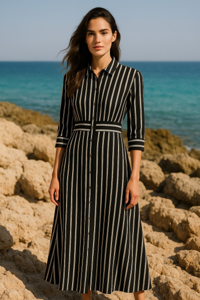 ROBE LONGUE À RAYURES