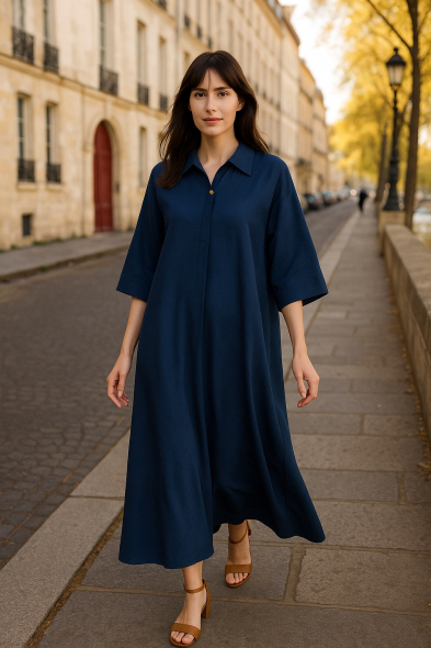 ROBE LONGUE À MANCHES EN 3/4