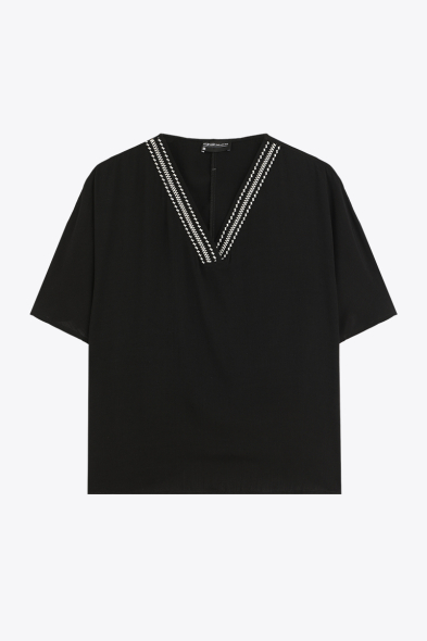 BLOUSE À COL BRODÉ