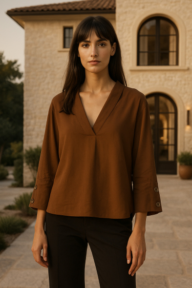 BLOUSE À COL EN V