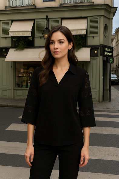 BLOUSE À DÉTAILS EN DENTELLE