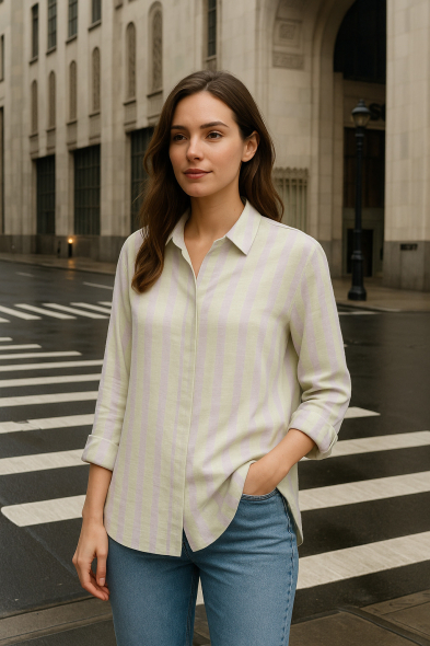 CHEMISE RAYÉE À BOUTONS