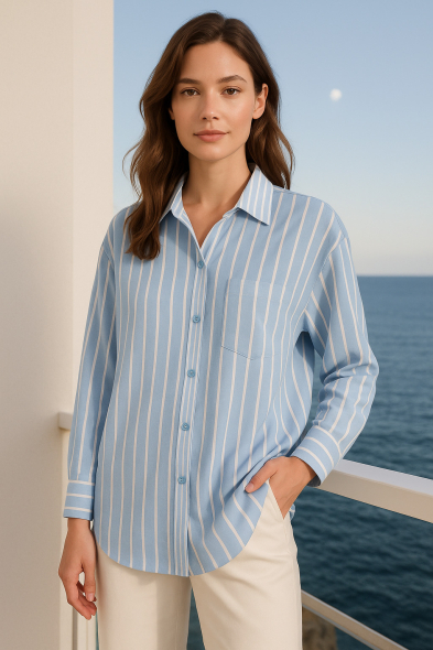 CHEMISE RAYÉE À BOUTONS