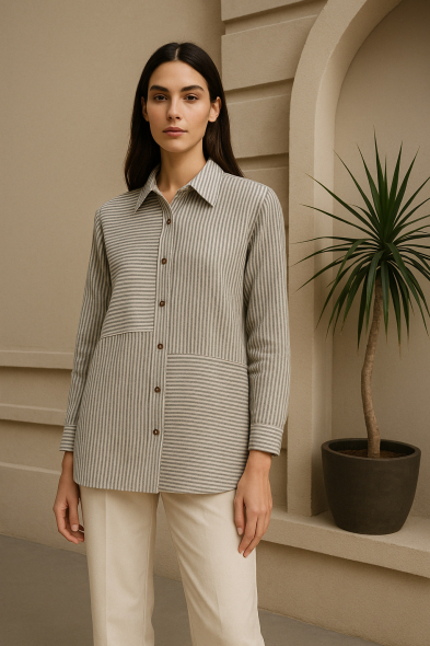 CHEMISE RAYÉE À BOUTONS