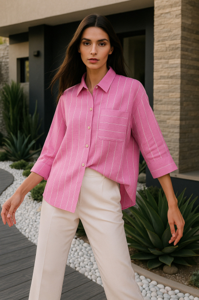 CHEMISE RAYÉE À BOUTONS