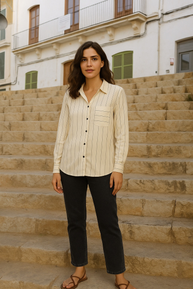 CHEMISE RAYÉE À BOUTONS