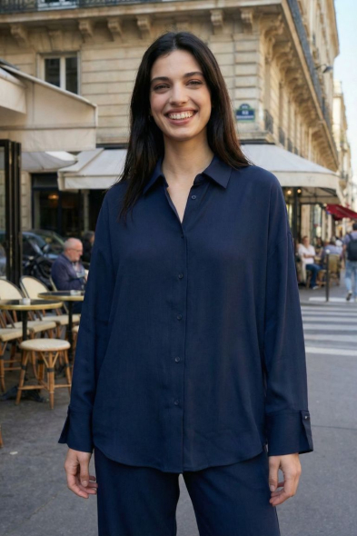 Chemise Stretch Alba Moda - Imprimé Photo Marron/noir/crème - Taille 38 - Occasion Très Bon état