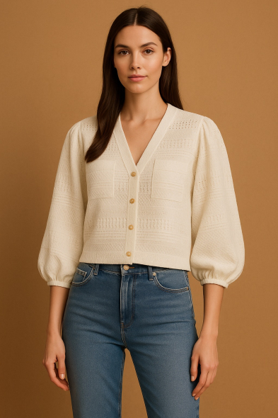 GILET À MANCHES BOUFFANTES