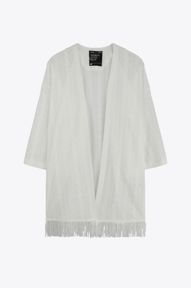 KIMONO BRODÉ À FRANGES