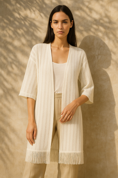 GILET AJOURÉ À FRANGES