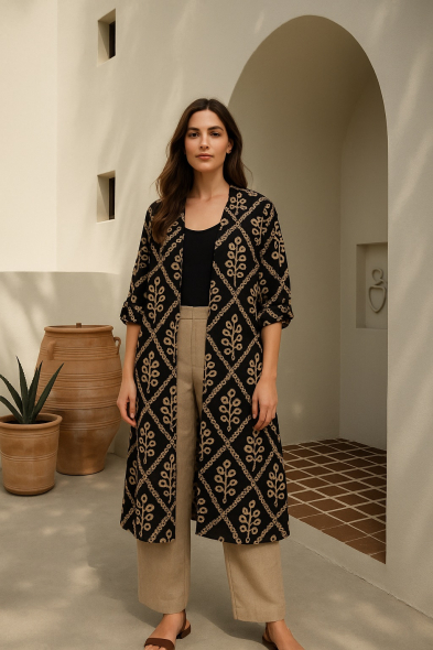 KIMONO À IMPRIMÉ EN RELIEF