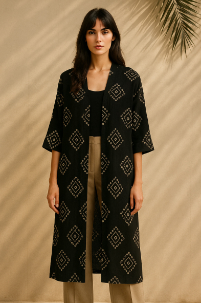 KIMONO À IMPRIMÉ EN RELIEF