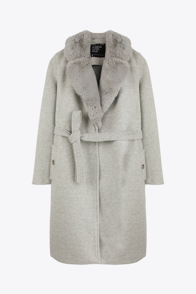 MANTEAU À COL FOURRURE 