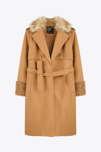 MANTEAU À COL FOURRURE 