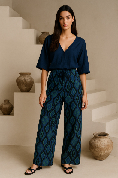 PANTALON IMPRIMÉ À LACETS