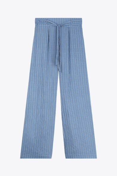 PANTALON RAYÉ À CEINTURE 
