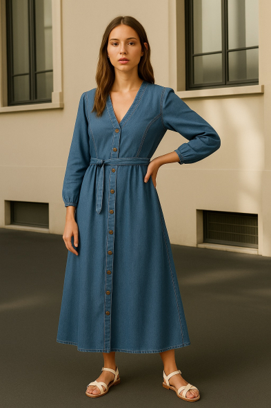 ROBE MI-LONGUE EN JEAN