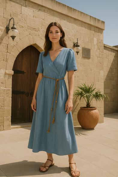 ROBE DENIM CEINTURÉE