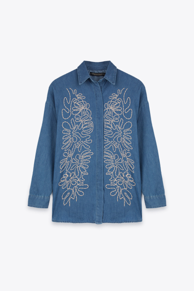 CHEMISE EN JEAN BRODÉ