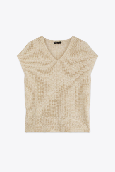 PULL EN MAILLE SANS MANCHES 