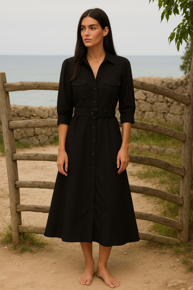 ROBE MI-LONGUE À BOUTONS