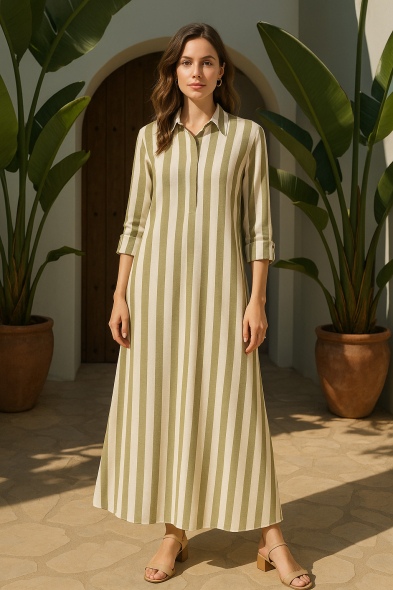 ROBE LONGUE À RAYURES