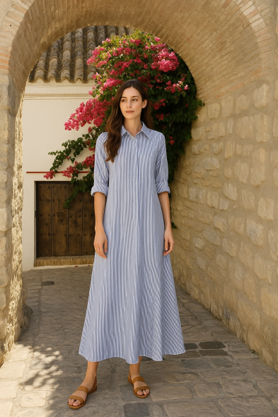 ROBE LONGUE À RAYURES