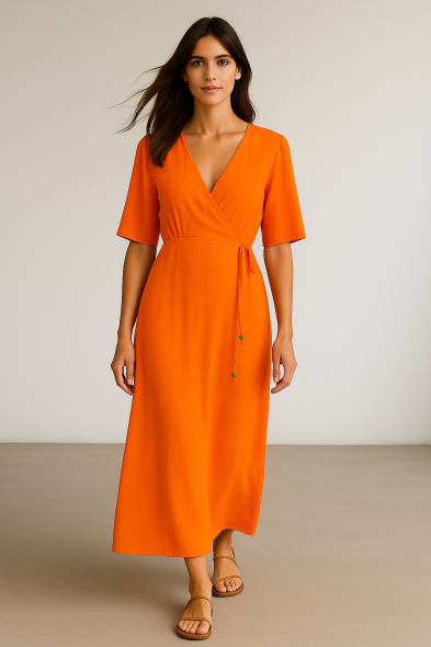 ROBE MI-LONGUE À LACETS