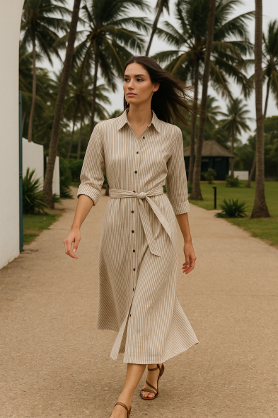 ROBE LONGUE À RAYURES