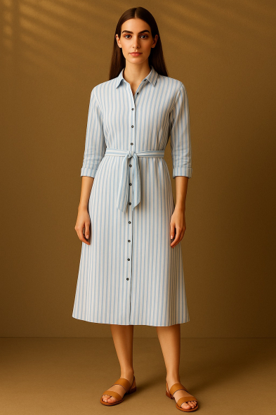 ROBE RAYÉE À BOUTONS