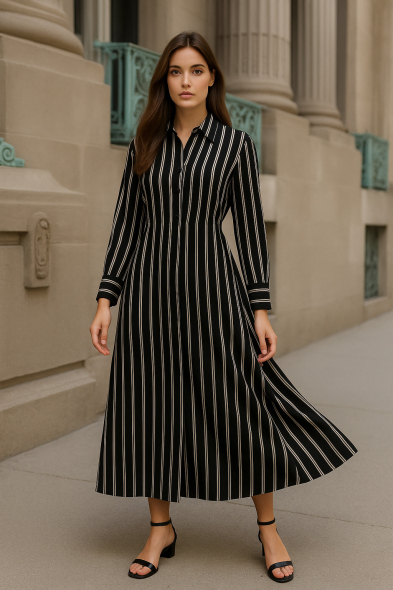 ROBE LONGUE À RAYURES