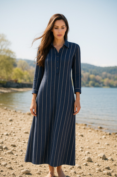 ROBE LONGUE À RAYURES