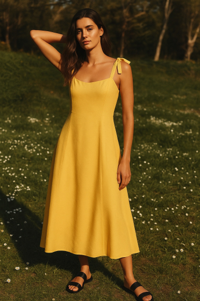 ROBE OCRE À NOEUDS