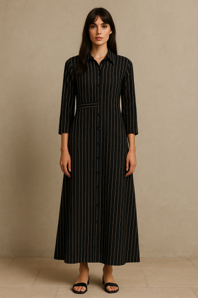 ROBE RAYÉE À BOUTONS