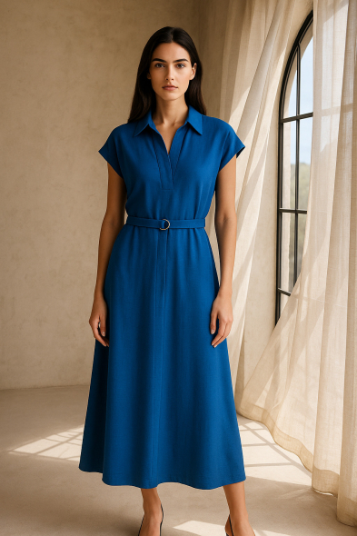 ROBE MI-LONGUE À CEINTURE