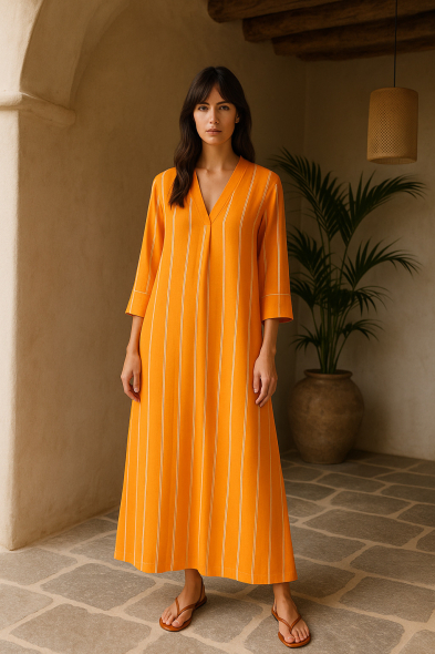 ROBE LONGUE À RAYURES
