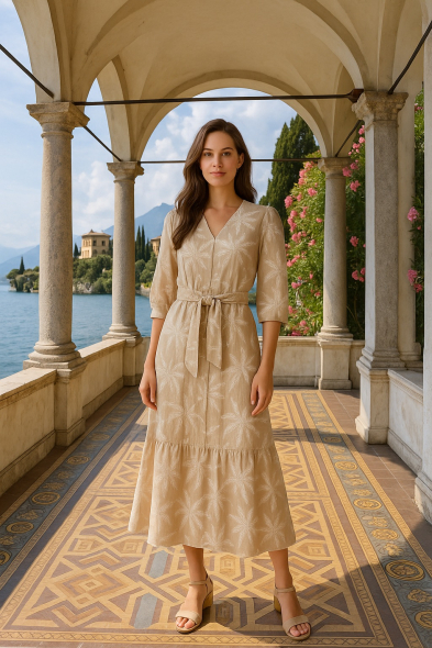 ROBE MI-LONGUE IMPRIMÉ RELIEF