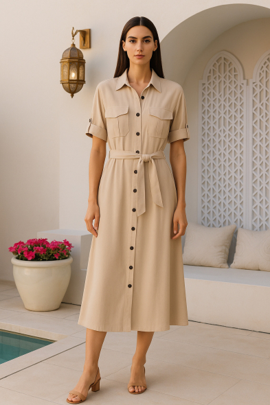 ROBE MI-LONGUE À BOUTONS