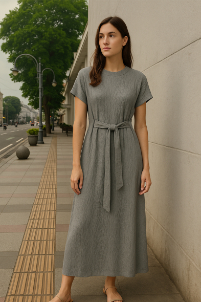 ROBE NŒUD TEXTURÉE