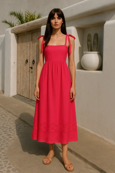 ROBE BRODÉE À BRETELLES