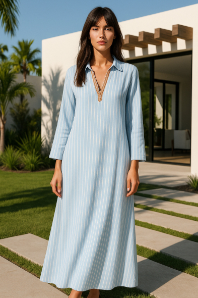 ROBE LONGUE À RAYURES