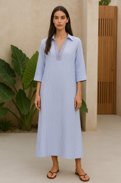 ROBE LONGUE À RAYURES