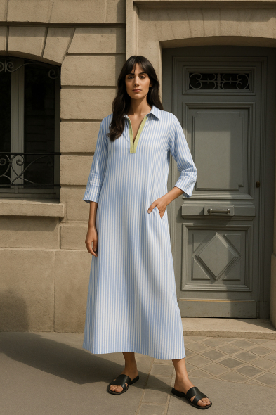 ROBE LONGUE À RAYURES