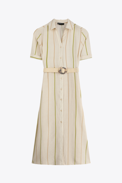 ROBE RAYÉE À CEINTURE