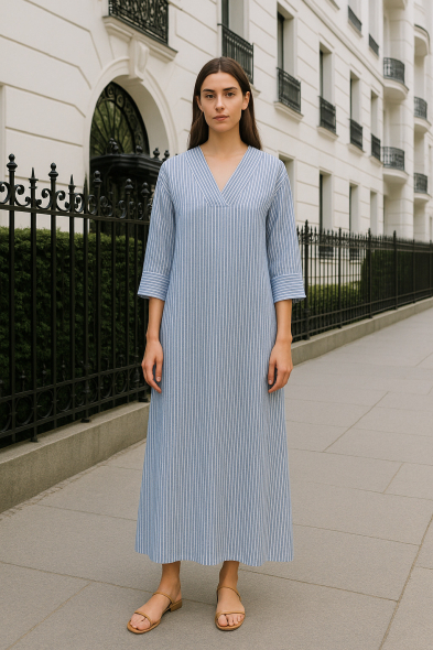 ROBE LONGUE À RAYURES