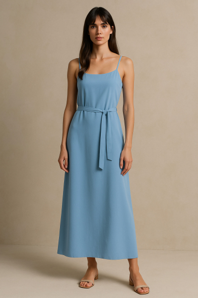 ROBE CEINTURÉE À BRETELLES