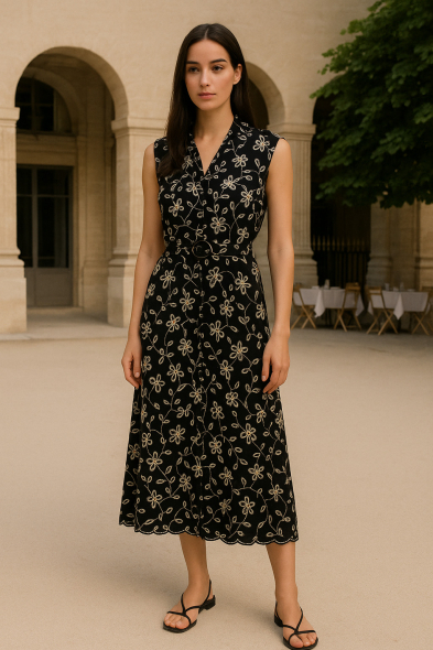 ROBE CEINTURÉE BRODÉE