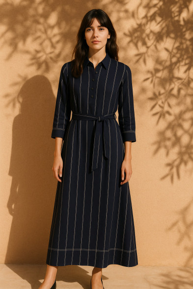 ROBE LONGUE À RAYURES