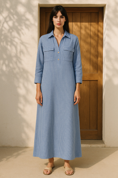 ROBE LONGUE À RAYURES
